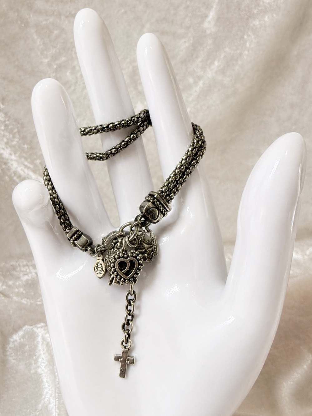 Daughter of the King Silver-Tone Heart, Crown & Cross Charm Bracelet Religious - Picture 1 of 4